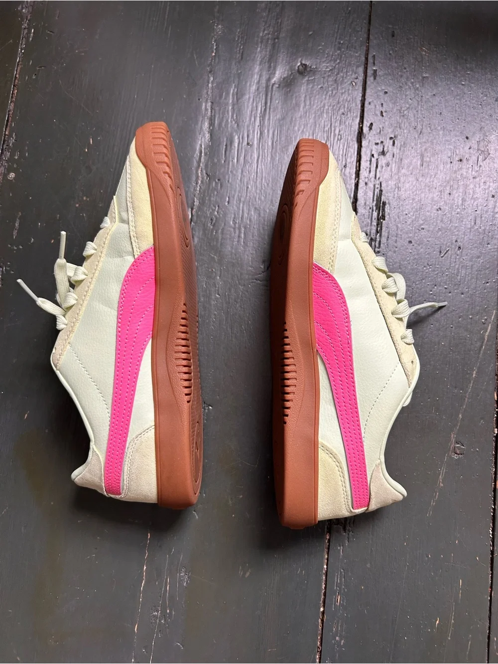 Puma Womens Palermo OG Light Green Pink Sneakers Size 8.5